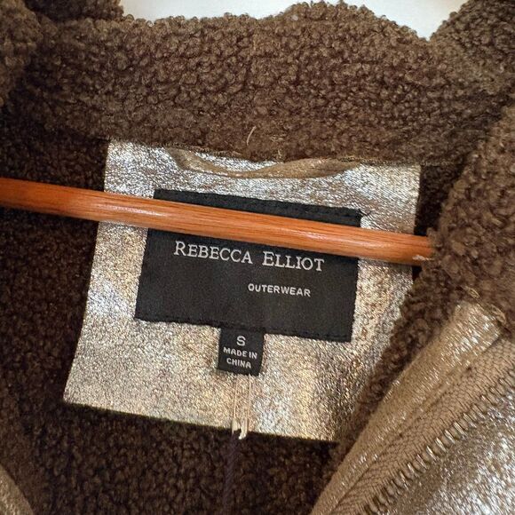 Rebecca Elliot Metallic Gold And Brown Hooded Jacket Size Small - Picture 5 of 6